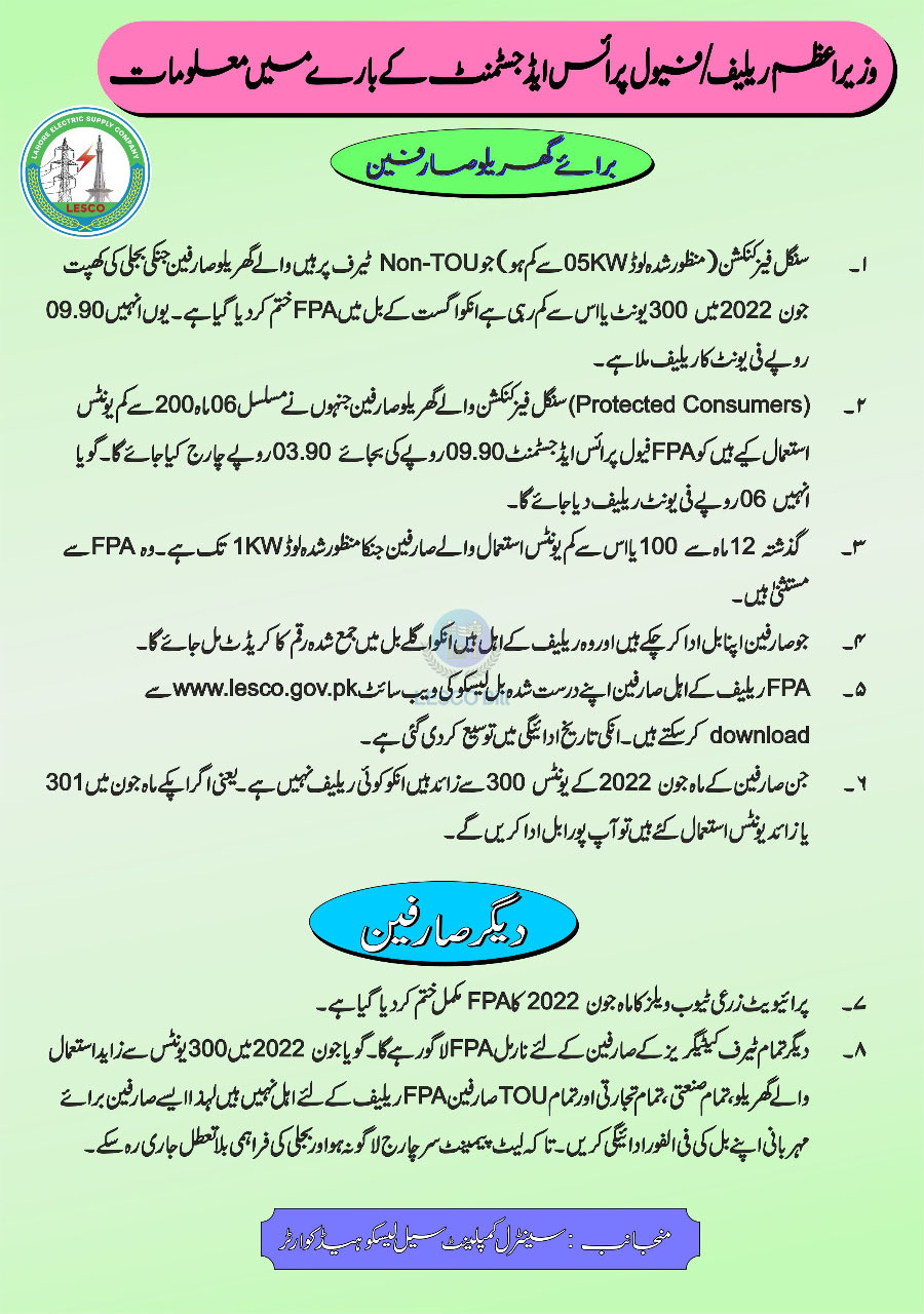 Relief On Fuel Price Adjustment FPA Relief On Fuel Price Adjustment FPA